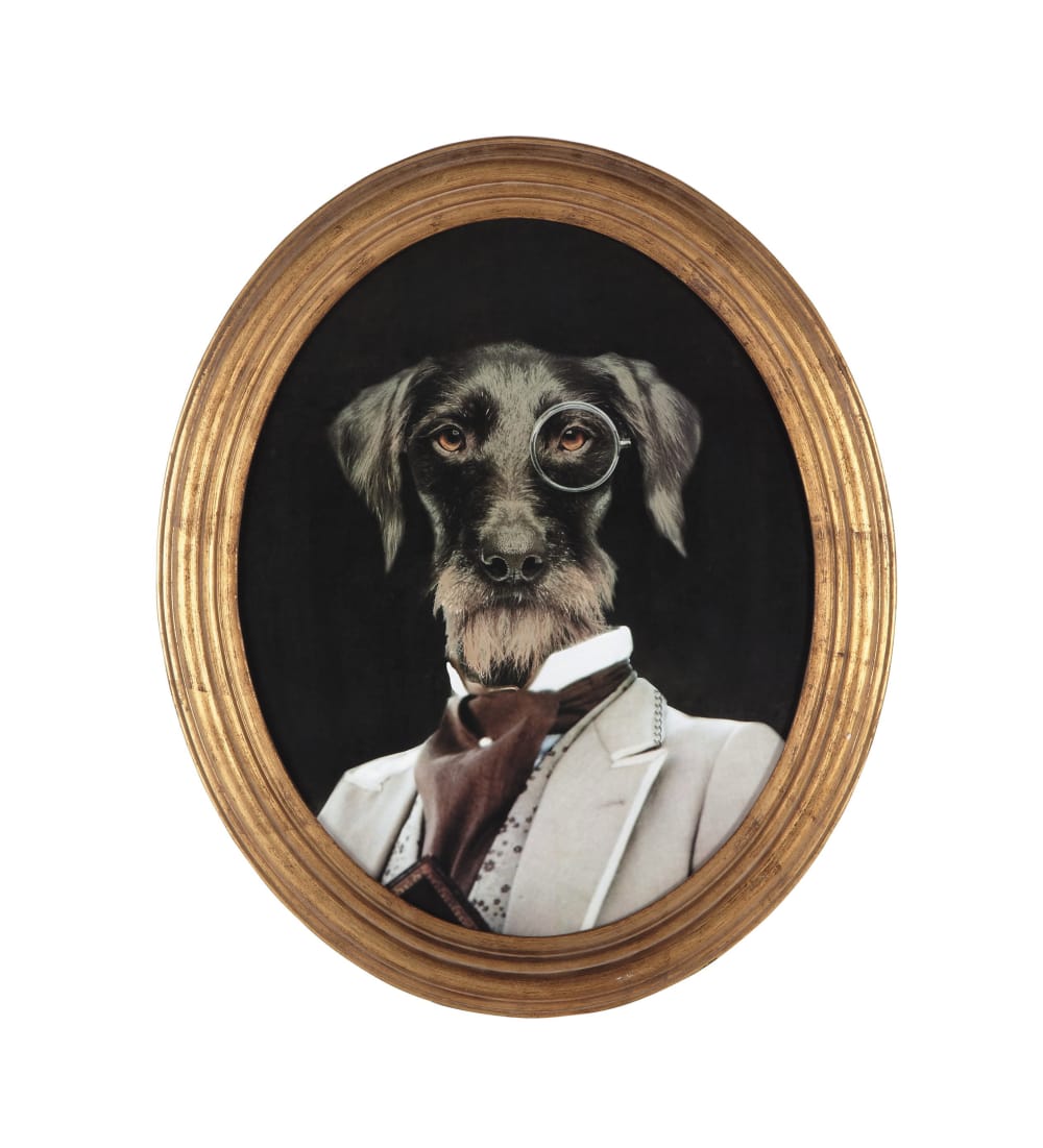 Tableau ovale portrait chien 53x64