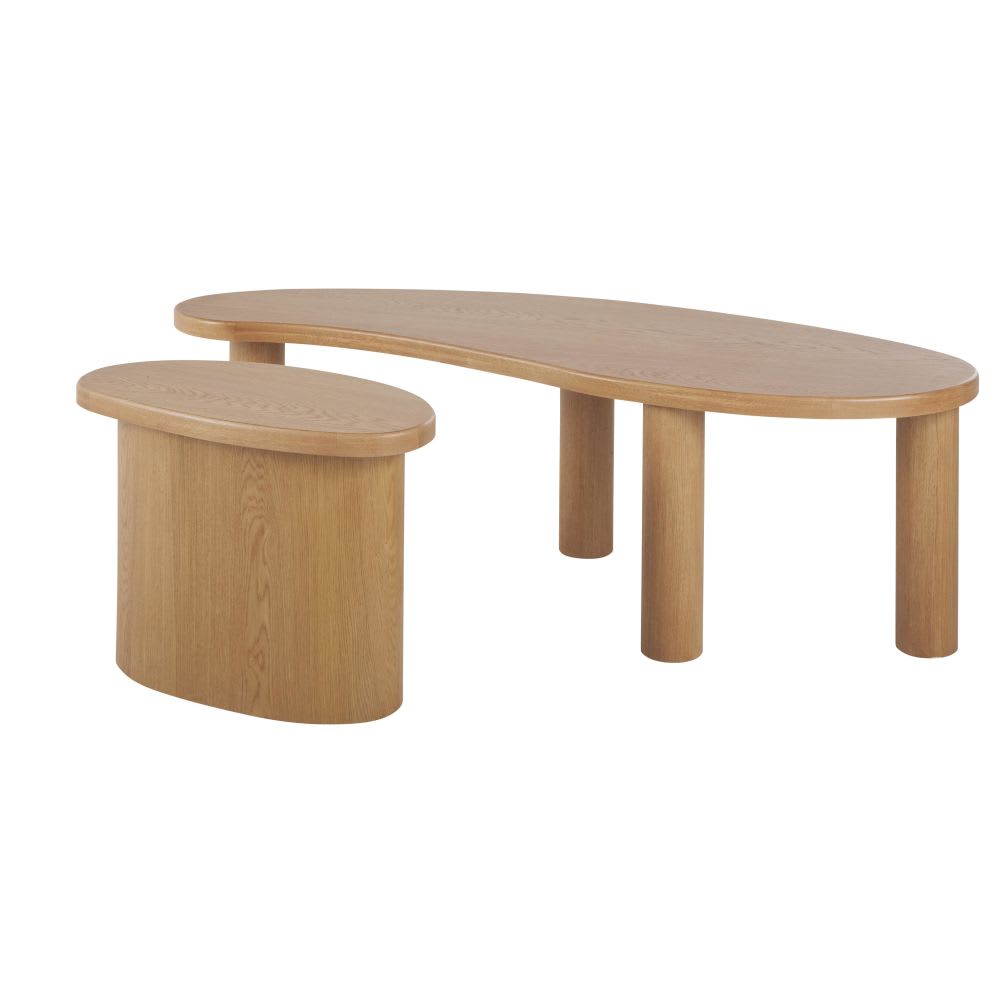 Tables basses arrondies piètement en bois de pin massif L148 (x2) — vue 3