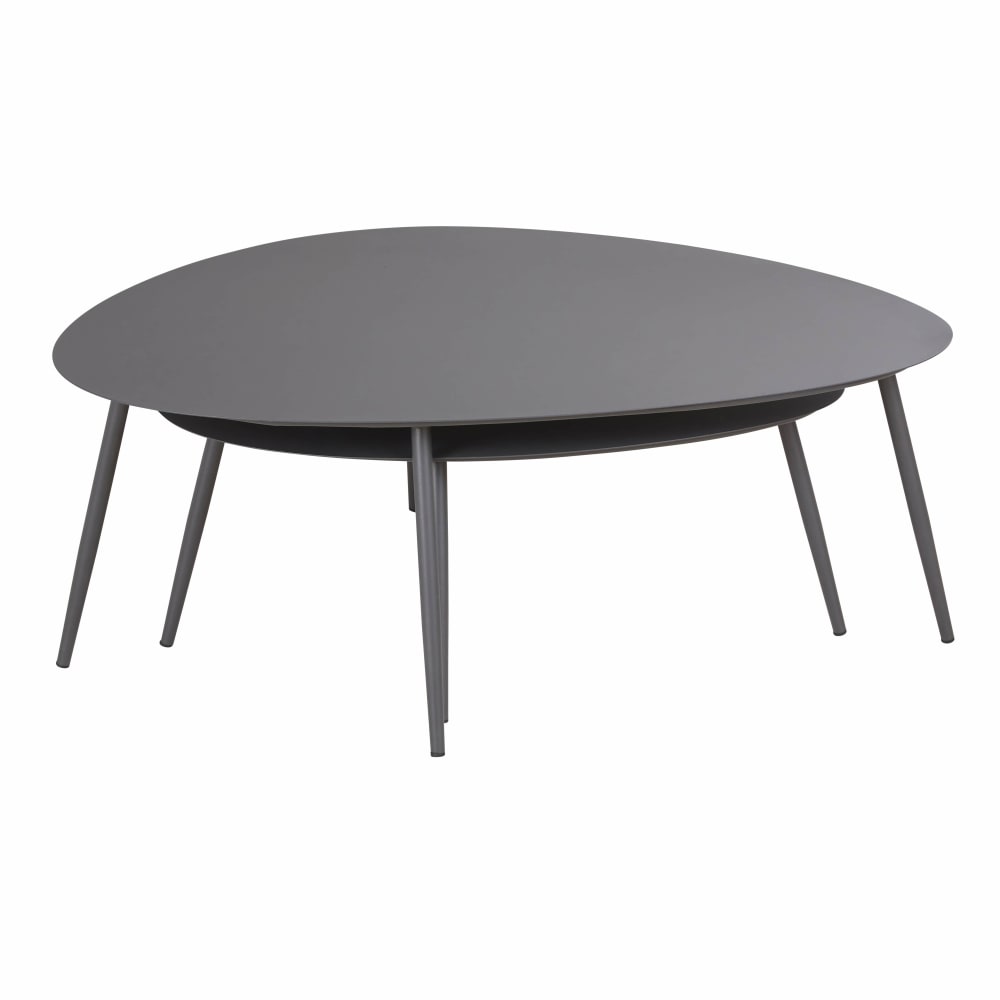 Tables basses gigognes de jardin en acier gris anthracite