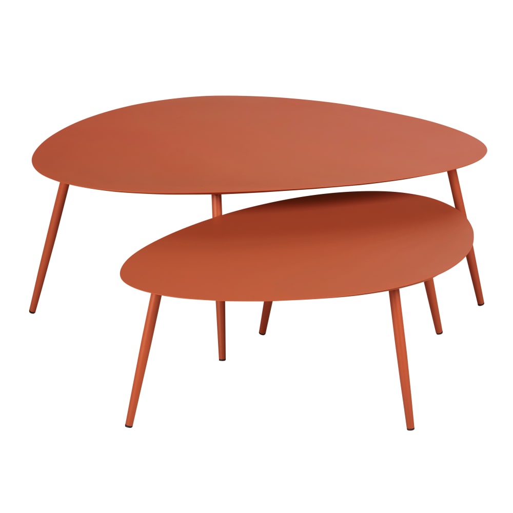 Tables basses gigognes de jardin en acier terracotta - Maisons du Monde