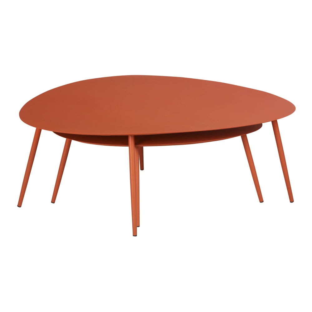 Tables basses gigognes de jardin en acier terracotta