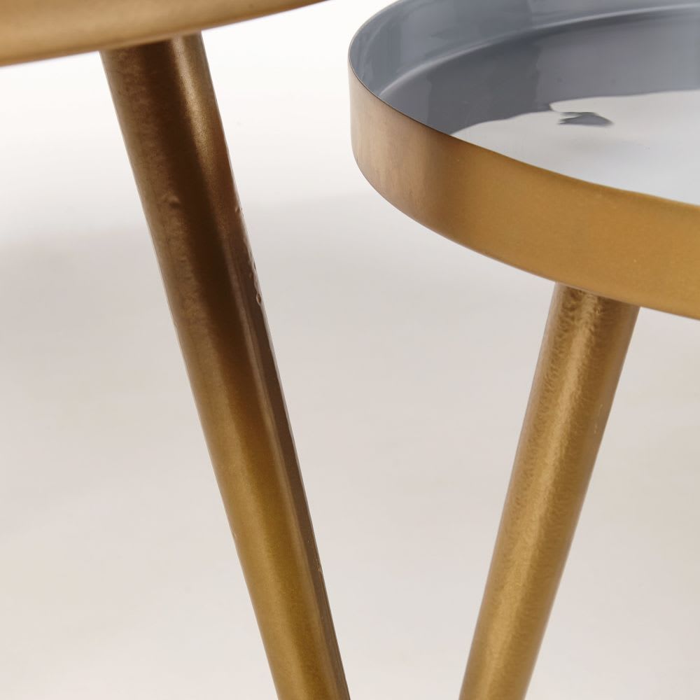 Tables gigognes en fer bleu et doré — vue 4