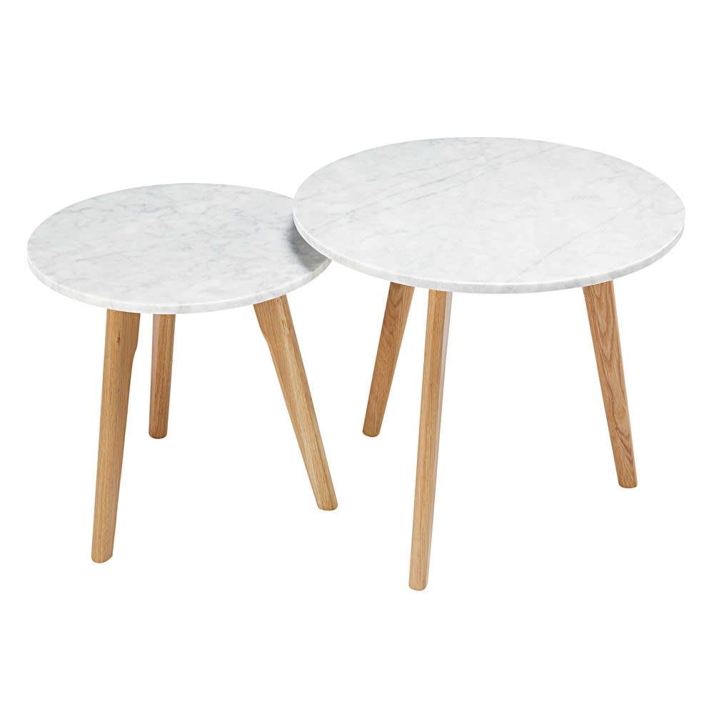 Tables gigognes en marbre et chêne — Beyit