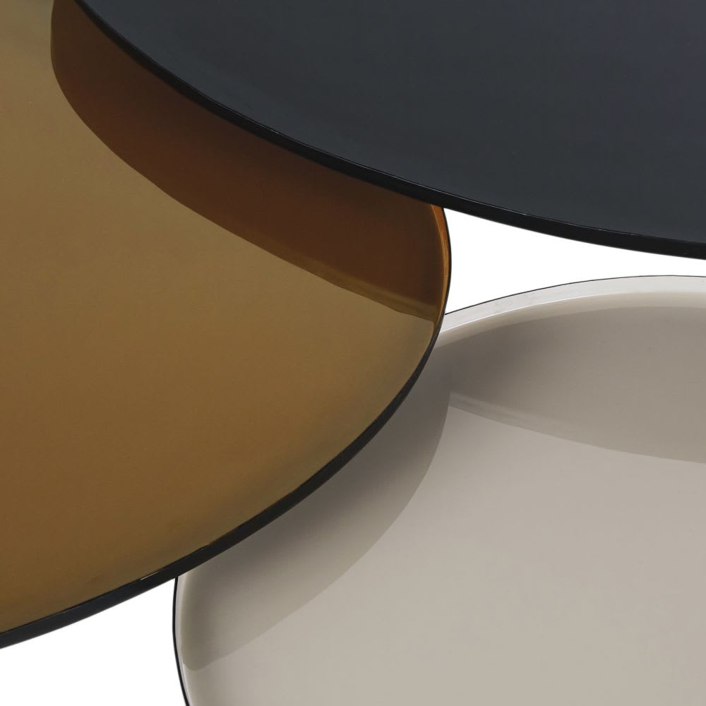 Tables gigognes en métal noir, blanc cassé et marron - Maisons du Monde