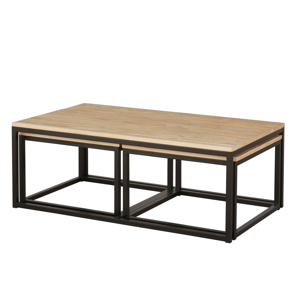 Tables gigognes industrielles en bois de sapin massif et acier — vue 4