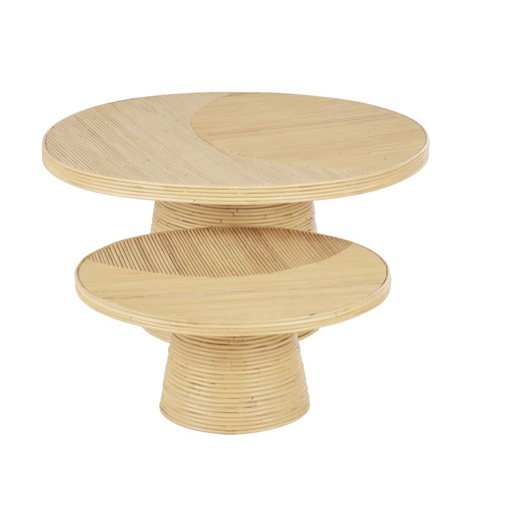 Tables gigognes marqueterie de rotin beige - Maisons du Monde