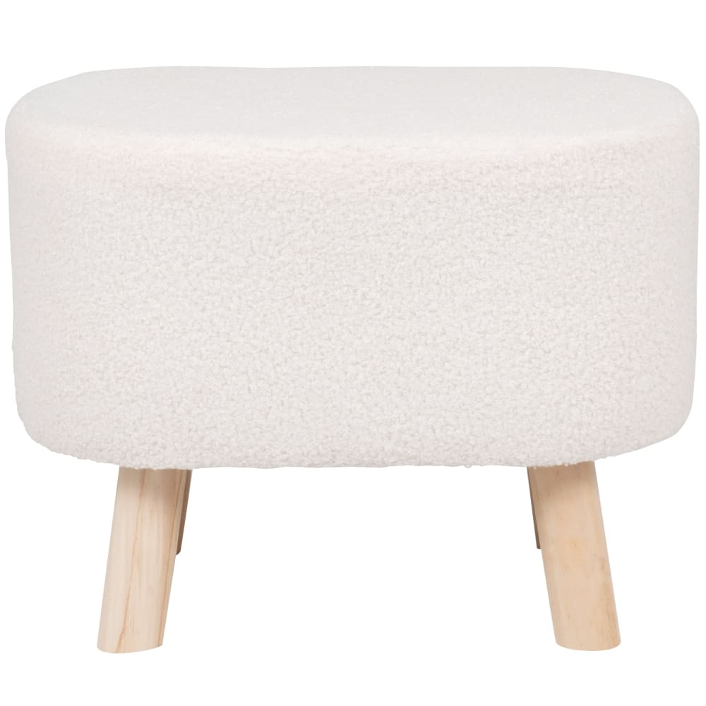 Tabouret bouclettes blanches et bois de pin Tabouret bouclettes blanches et bois de pin
