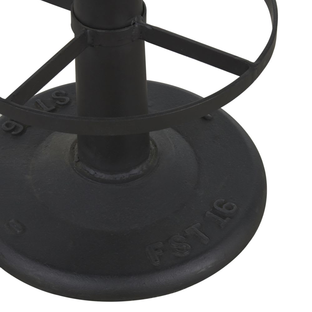 Tabouret de bar professionnel en cuir de buffle camel et acier noir