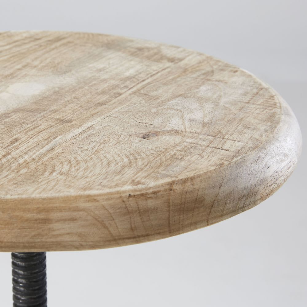Tabouret réglable en bois de manguier et fonte noir — vue 4