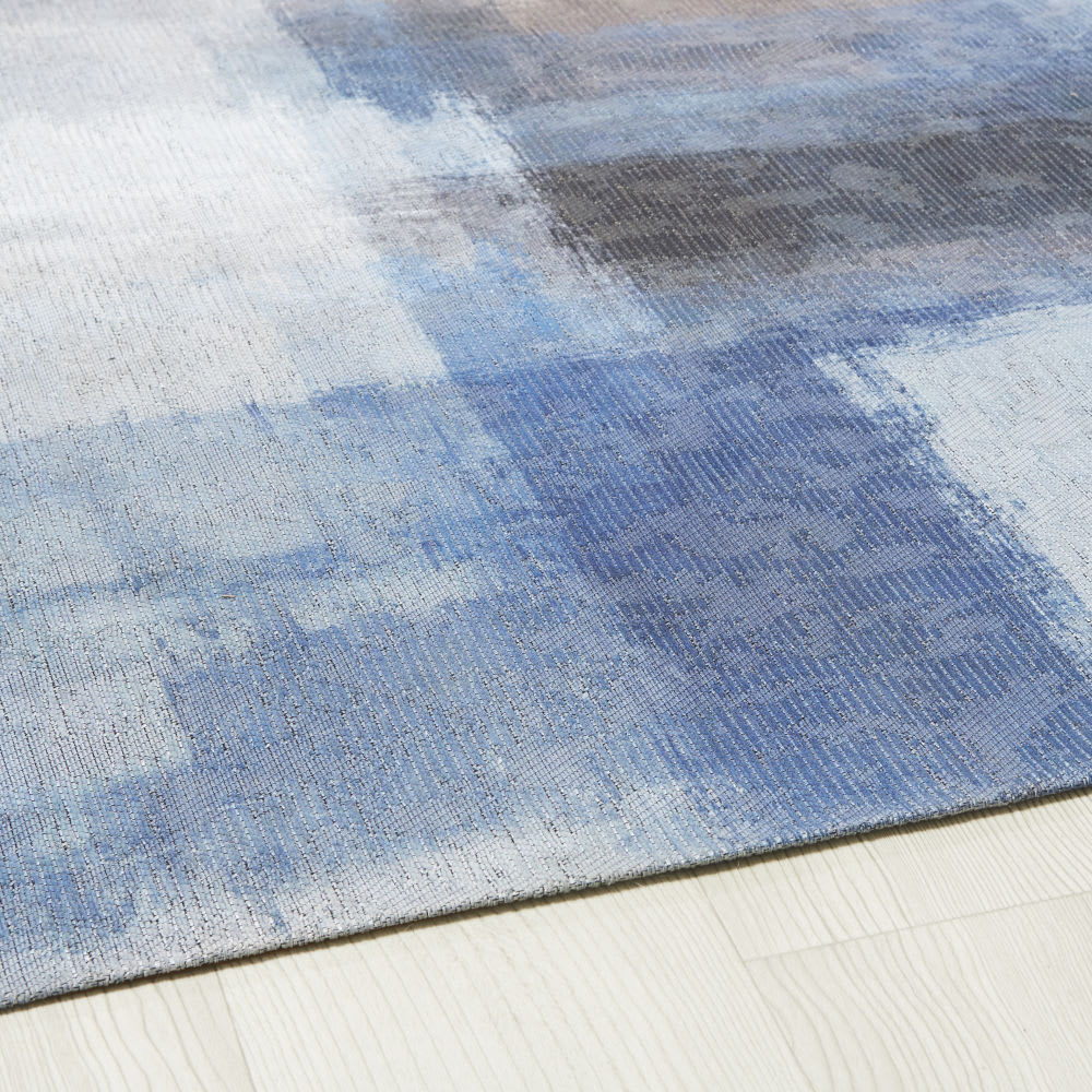 Tapis chenille écru, taupe et bleu, 140x200 cm - Maisons du Monde