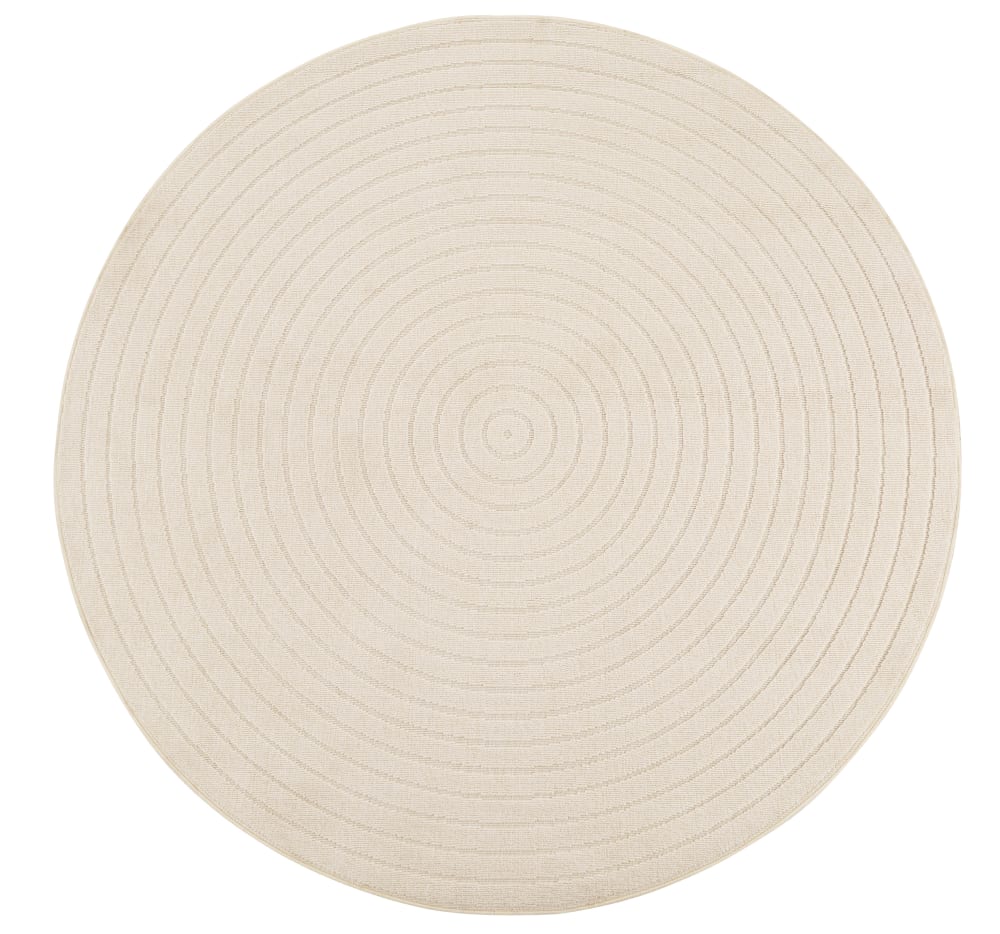 Tapis d'extérieur rond tissé écru D180