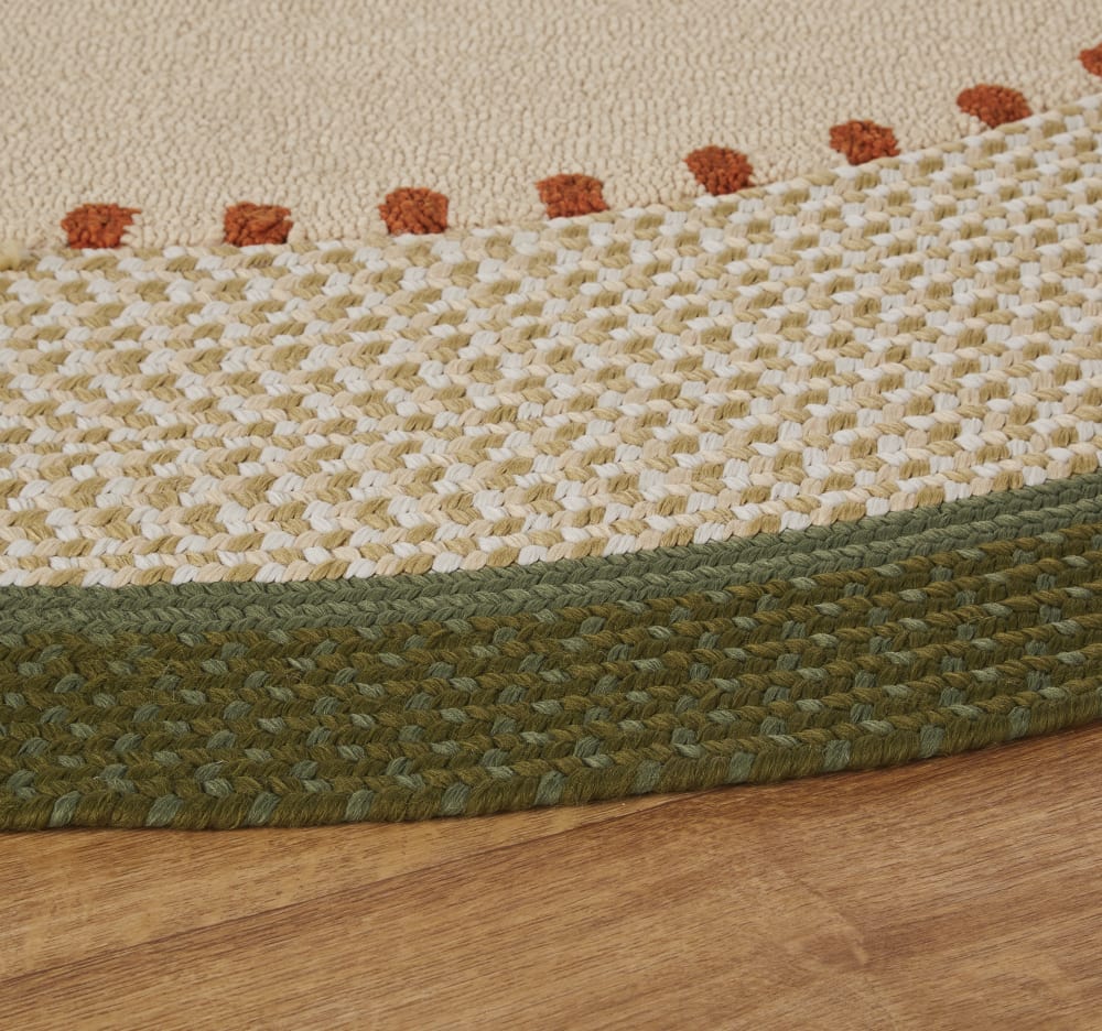 Tapis d'extérieur rond tressé  beige et vert kaki D200 - Maisons du Monde