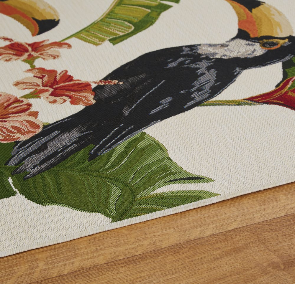 Tapis d'extérieur tissé jacquard motif tropical multicolore 160x230 — vue 3