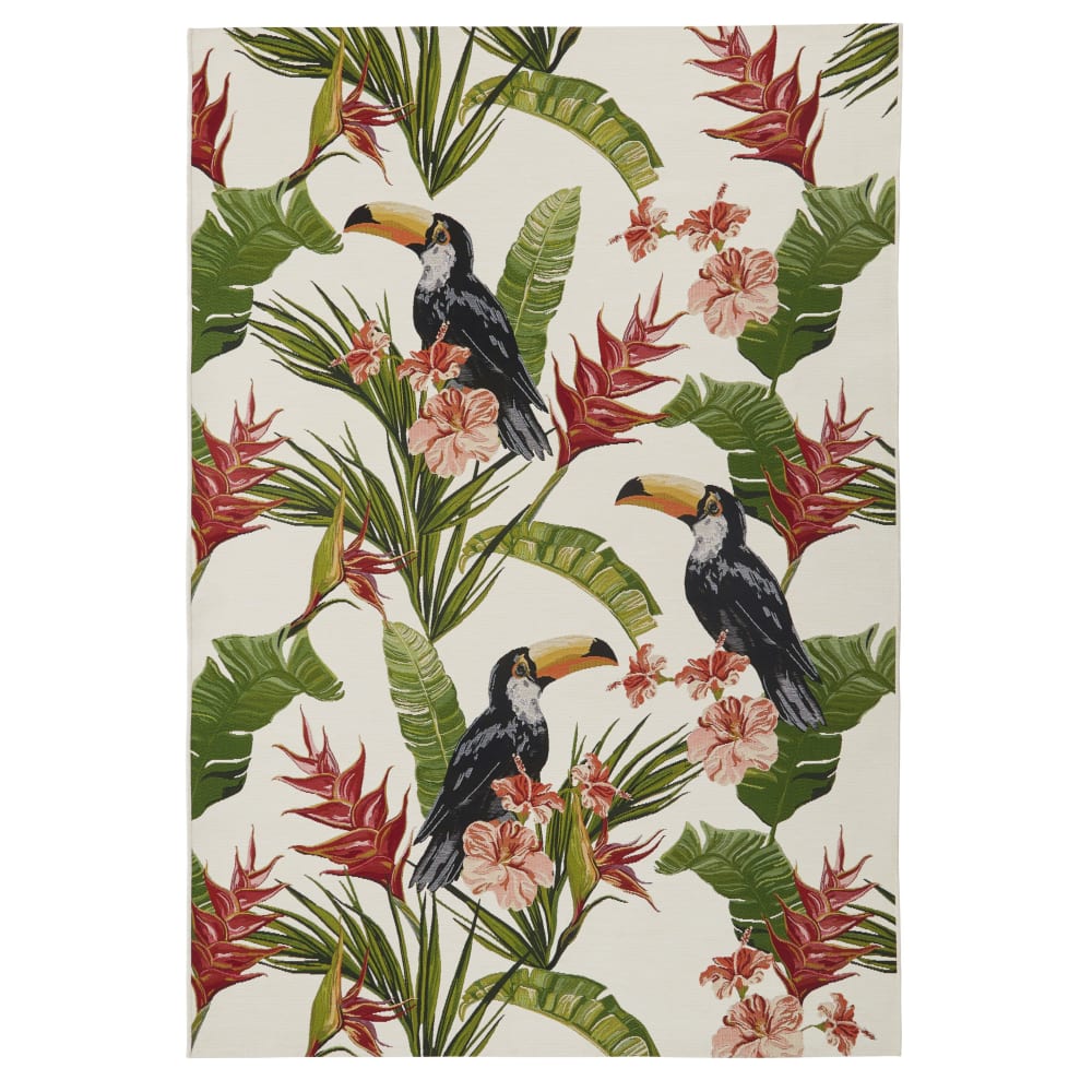 Tapis d'extérieur tissé jacquard motif tropical multicolore 160x230