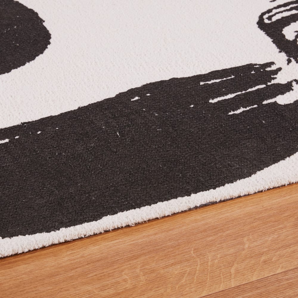 Tapis en coton motif abstrait blanc et noir 160x230