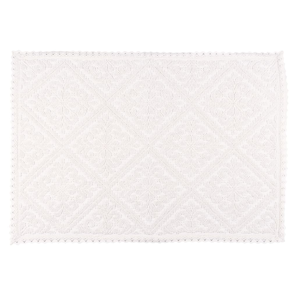 Tapis en coton recyclé motif en relief blanc 60x90