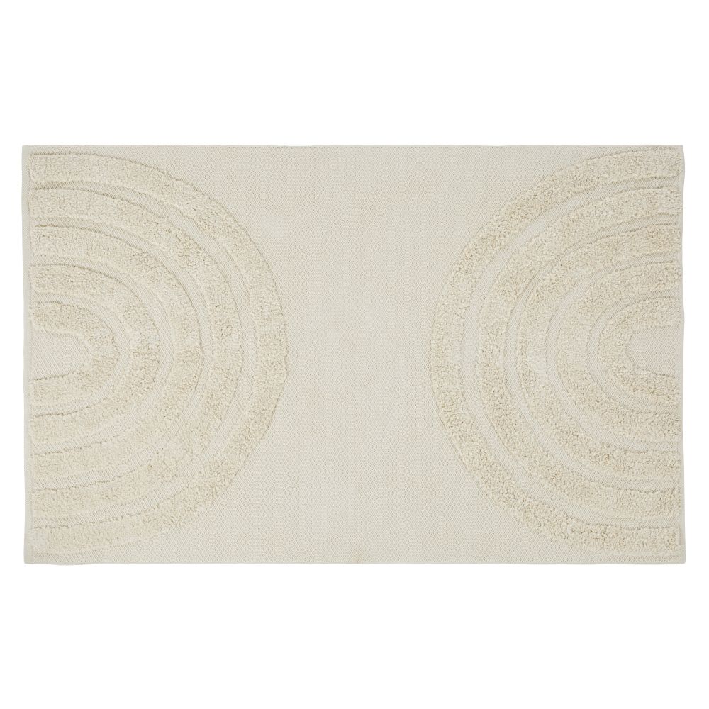 Tapis en coton recyclé tissé écru, 140x200 cm