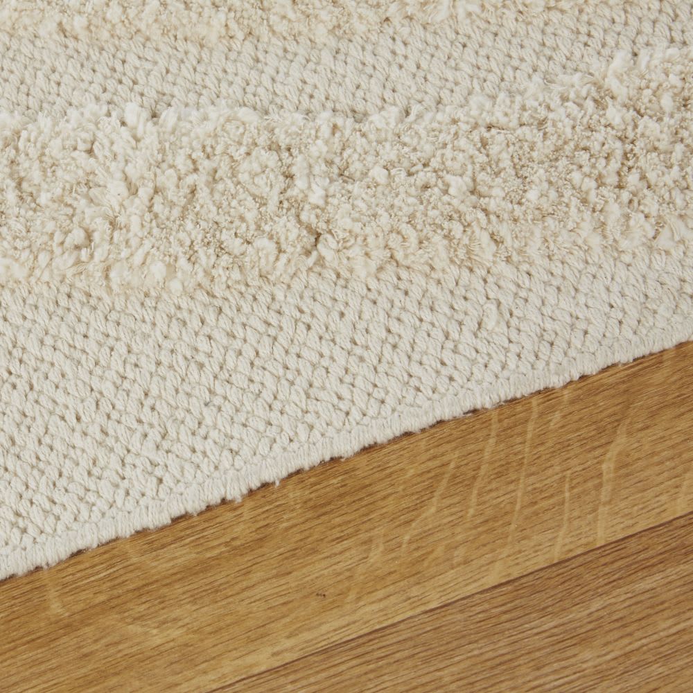 Tapis en coton recyclé tissé écru, 140x200 cm — vue 3