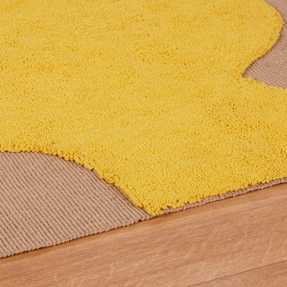 Tapis en jute tissé motif abstrait tufté en coton bicolore 160x230