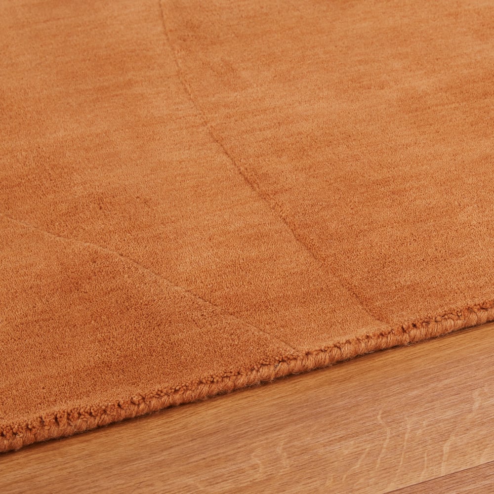 Tapis en laine tufté à motif contemporain ciselé orange 160x230 — vue 3