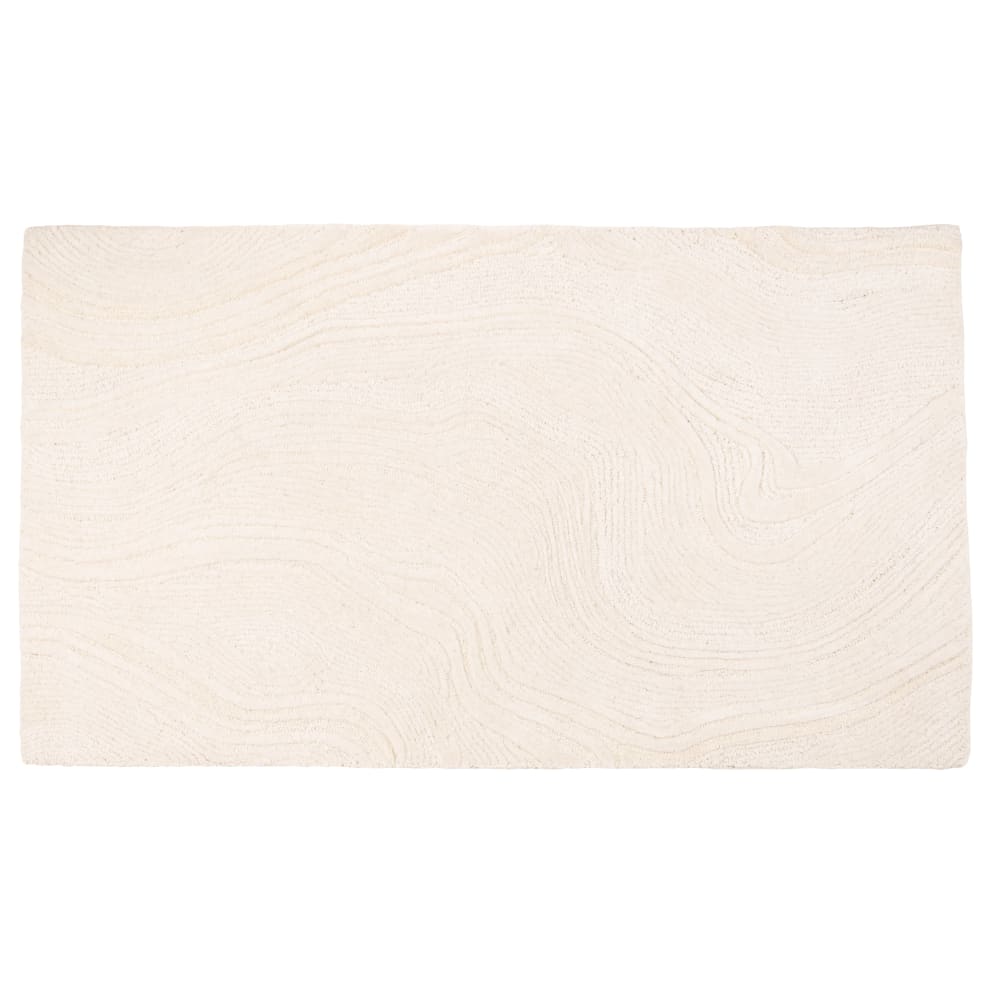 Tapis en laine tuftée et ciselée écrue, 90x150 cm