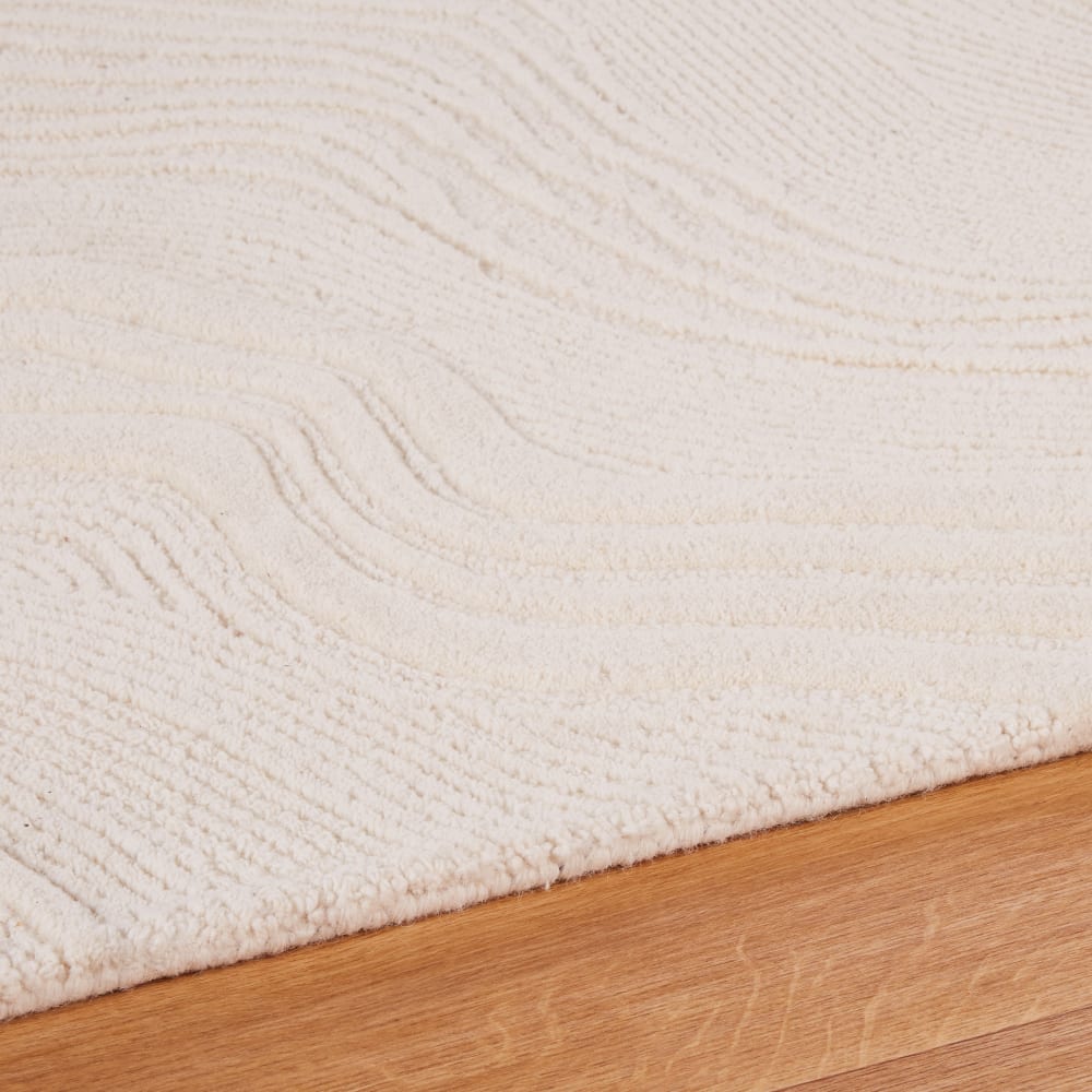 Tapis en laine tuftée motif abstrait écru, 160x230 cm — vue 3