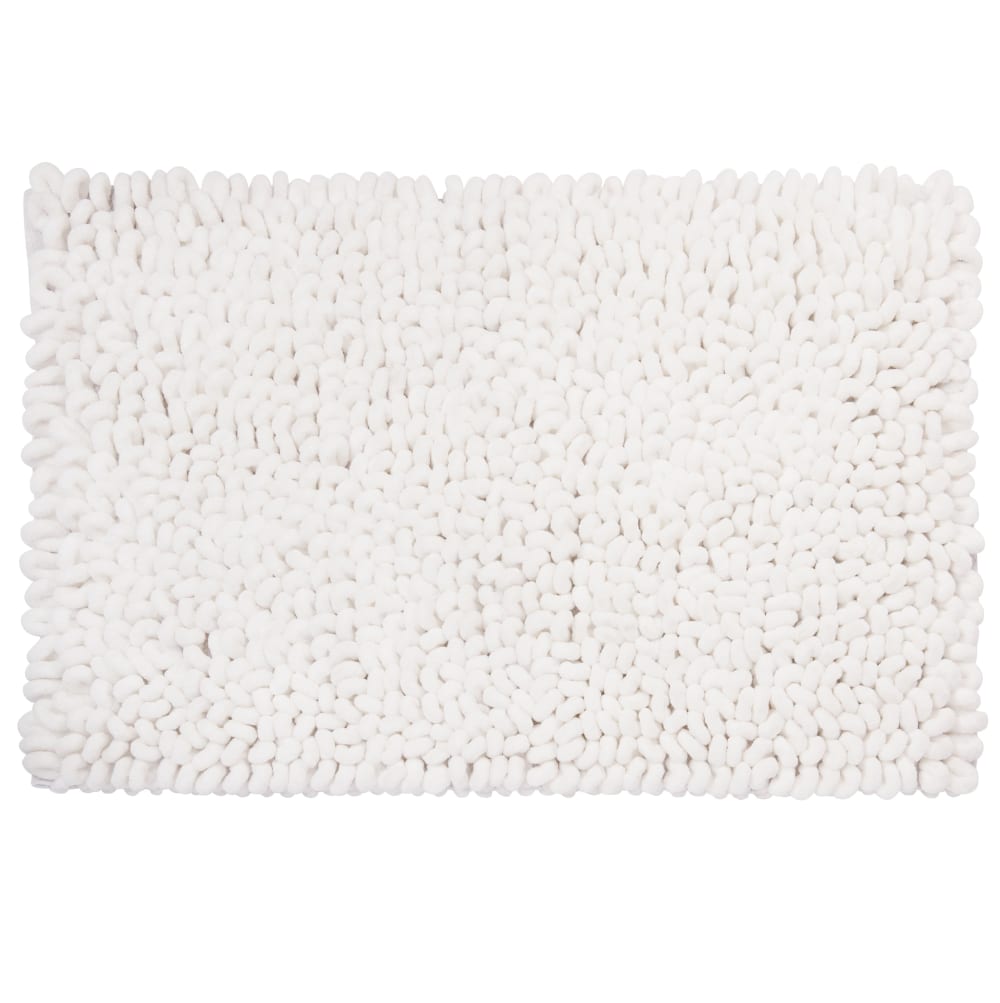 Tapis en polyester recyclé et coton blanc, 60x90 cm