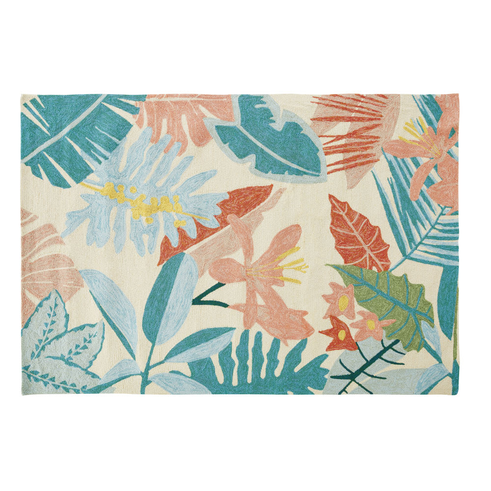 Tapis en polypropylène tufté motif végétal multicolore 160x230