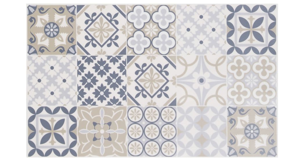 Tapis en vinyle motifs carreaux de ciment multicolores 50x80