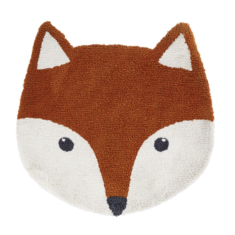 Maisons du Monde - Tapis enfant renard tufté orange, écru et gris anthracite 90x100