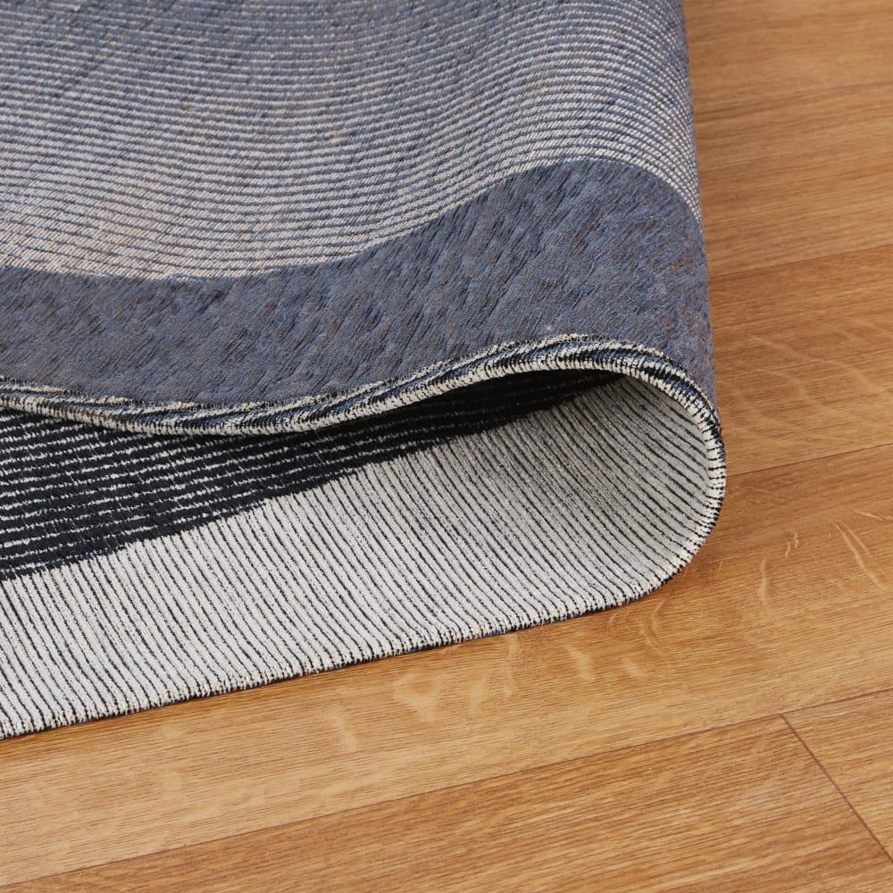 Tapis gris, bleu et écru motif ondulé tissé jacquard 155x230 — vue 4