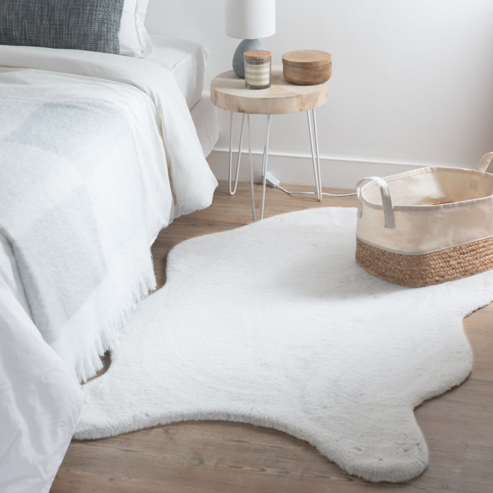Tapis imitation fourrure écrue, 90x120 cm