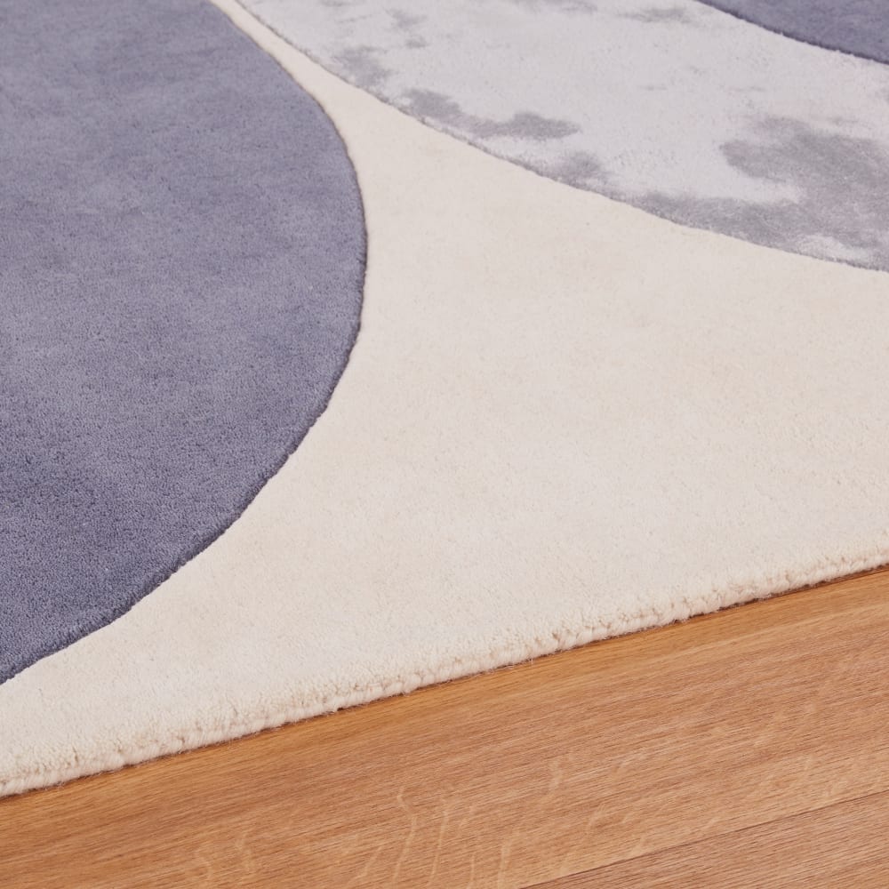 Tapis motif tufté et ciselé bleu et écru 160x230 — vue 3