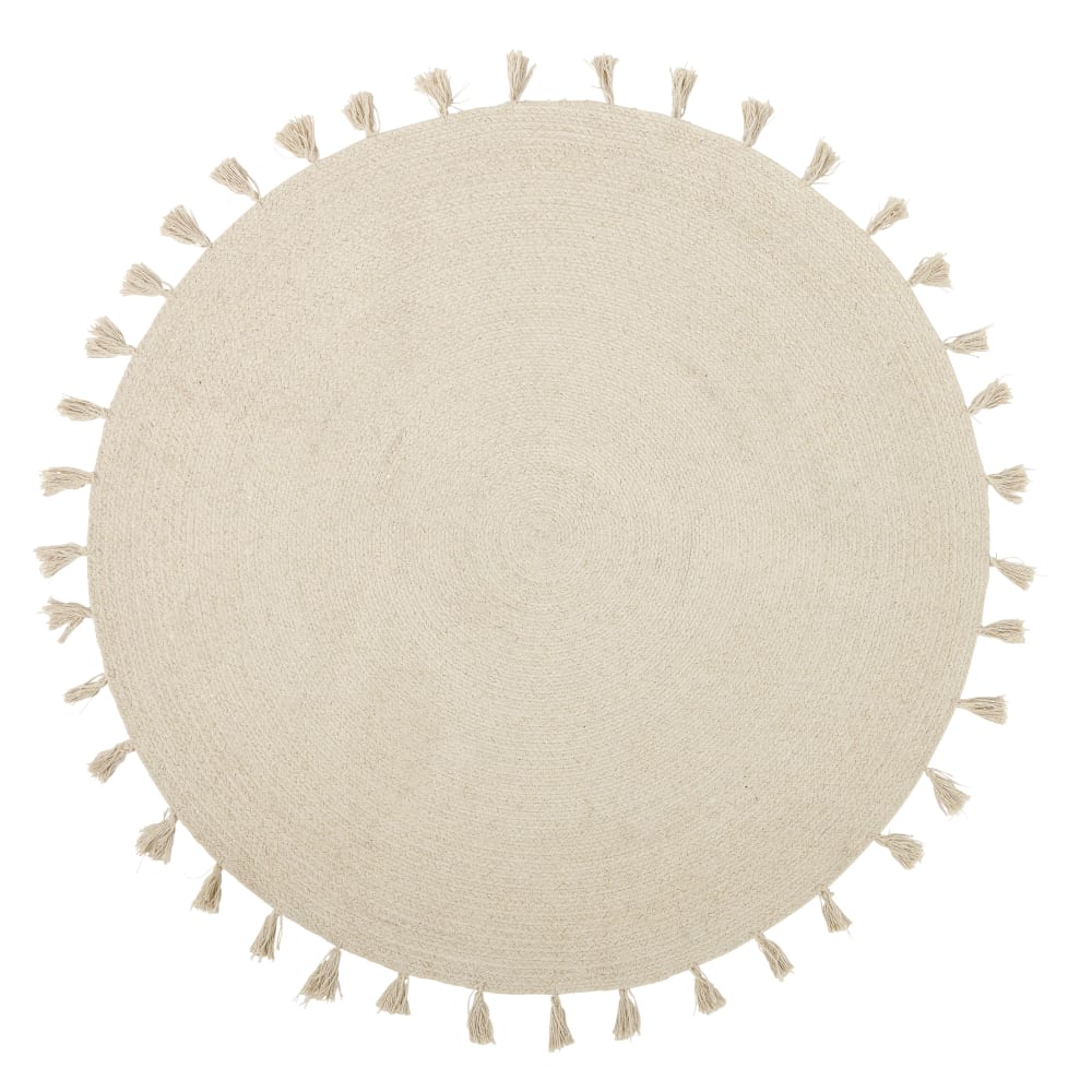 Maisons du Monde - Tapis rond à pompons en coton écru D100