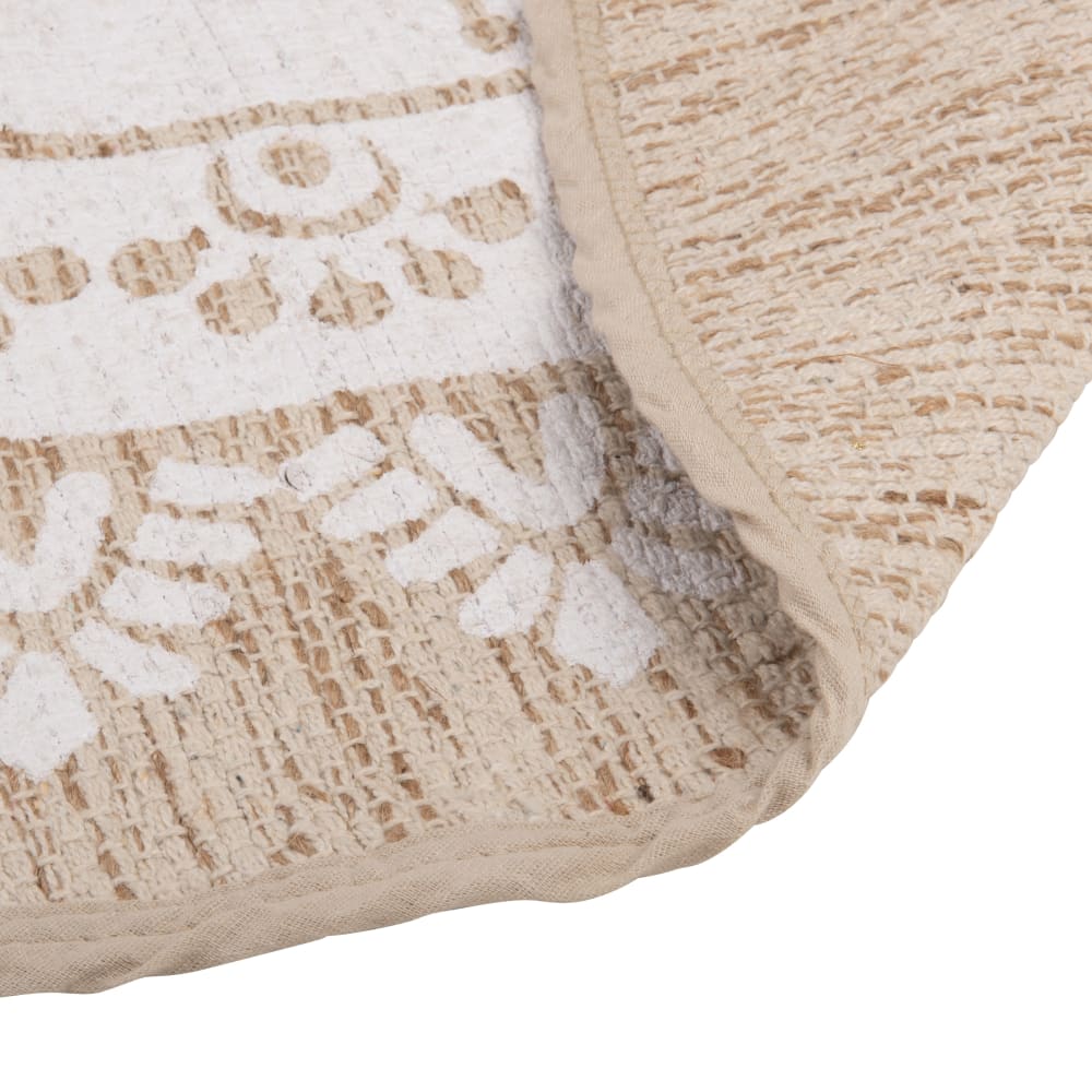 Tapis rond en jute et coton blanc, Ø180 cm — vue 4