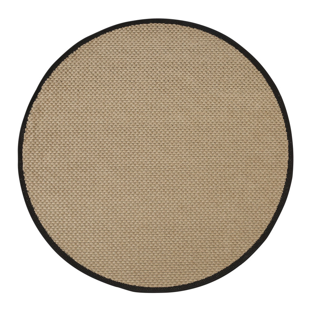 Tapis rond en polypropylène tissé beige et noir D160