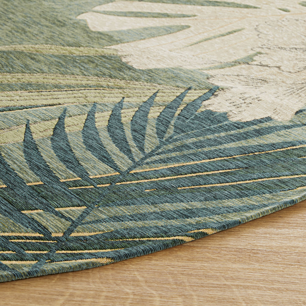 Tapis rond tissé jacquard vert, Ø200 cm — vue 3