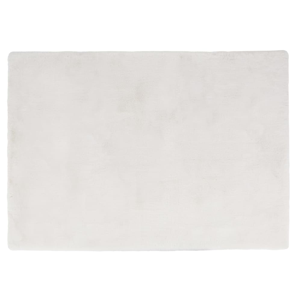 Tapis shaggy immitation fourrure blanche, 160x230