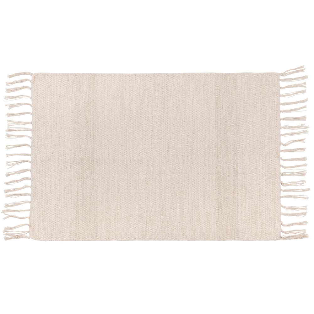 Tapis tissé à la main en laine écrue et beige 60x90