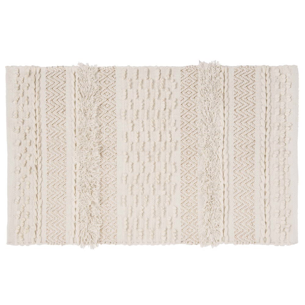 Tapis tissé en coton écru et fibres métallisées, 60x90 cm