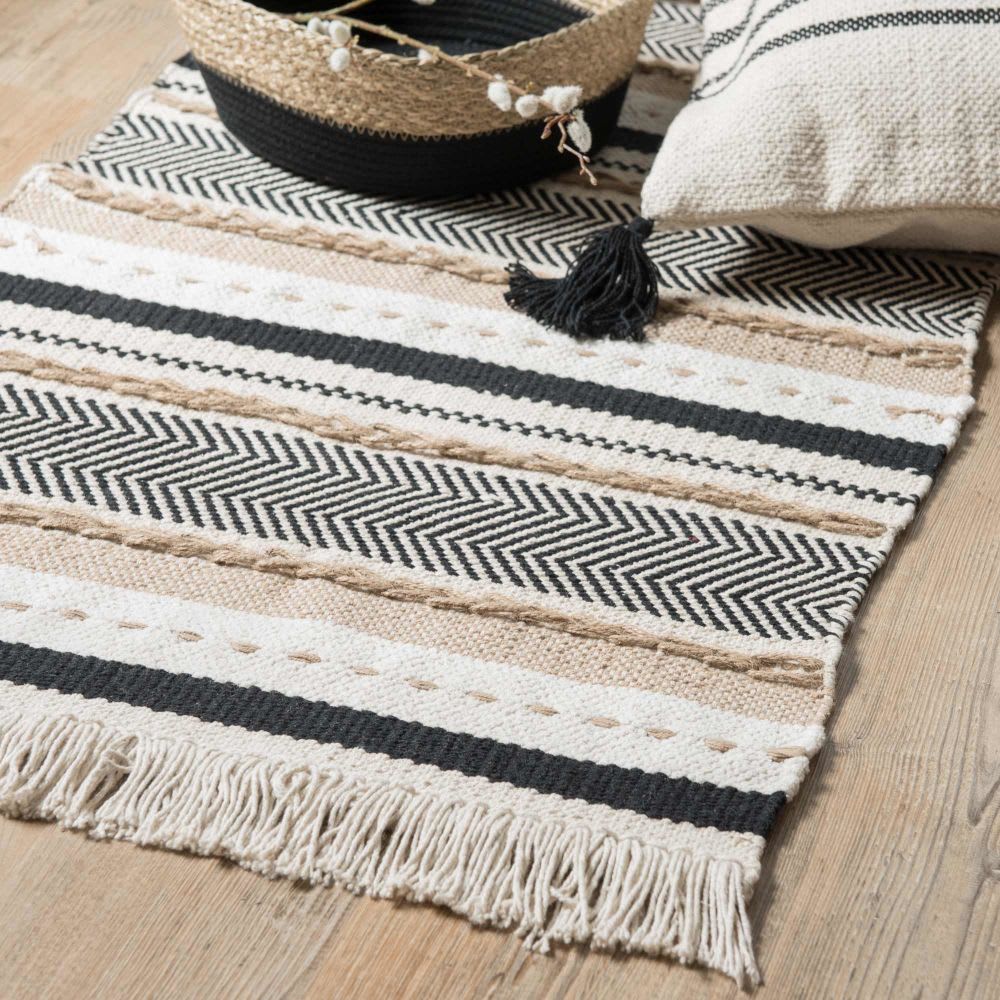 Tapis tissé en coton motifs à rayures 60x120
