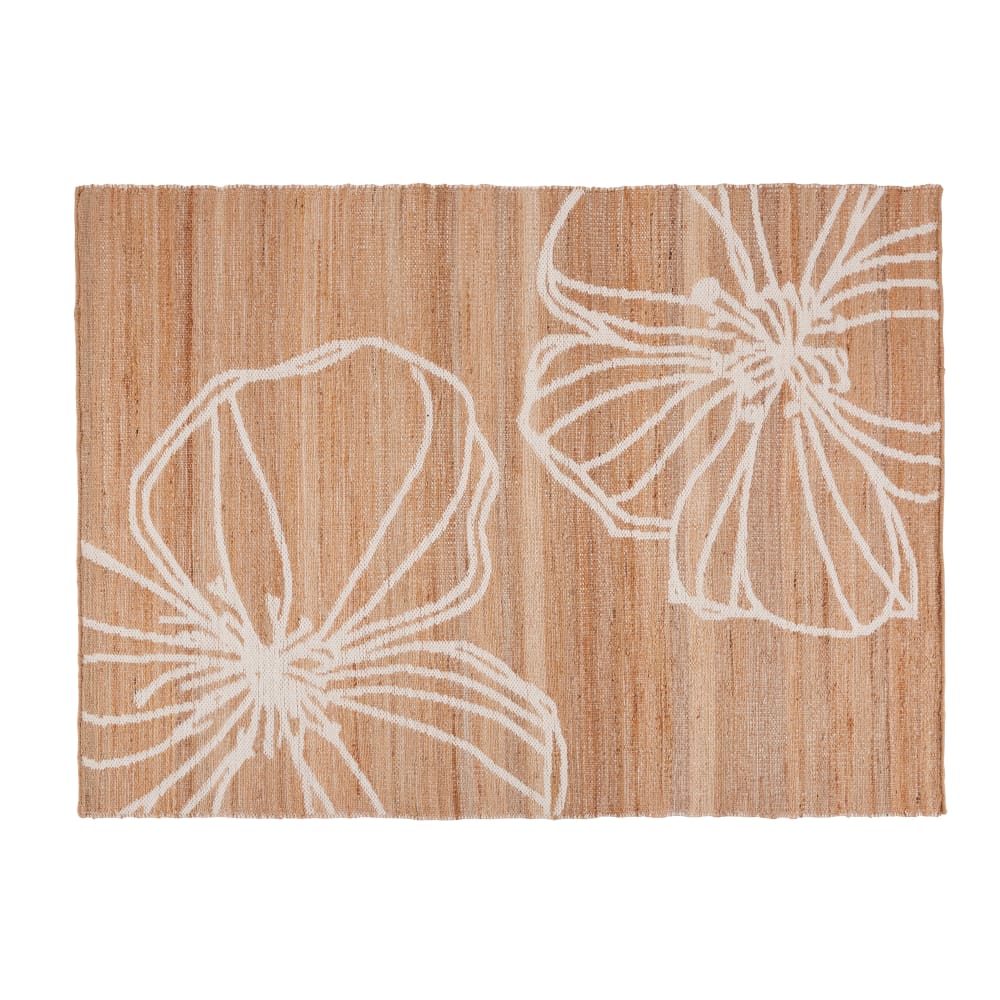 Tapis tissé jacquard en jute et laine motif floral réversible 160x230 — vue 3