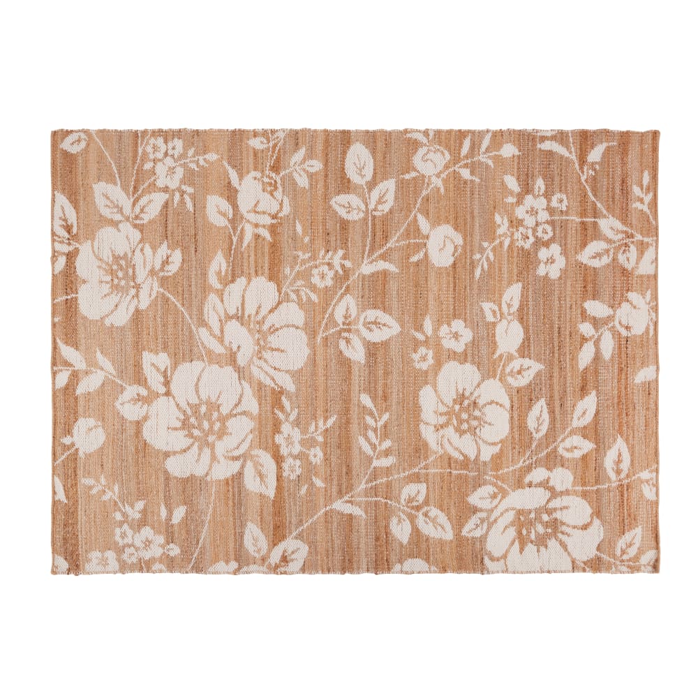 Tapis tissé jacquard en jute, laine et coton motif floral réversible 160x230 — vue 3