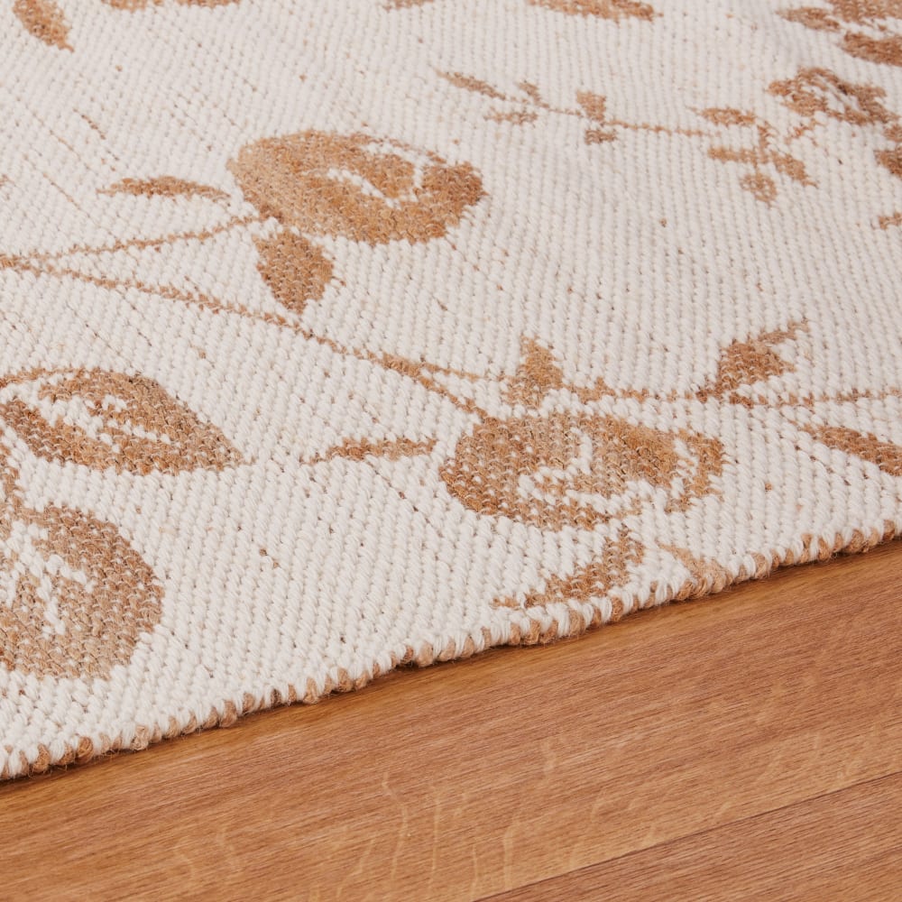 Tapis tissé jacquard en jute, laine et coton motif floral réversible 160x230 — vue 4