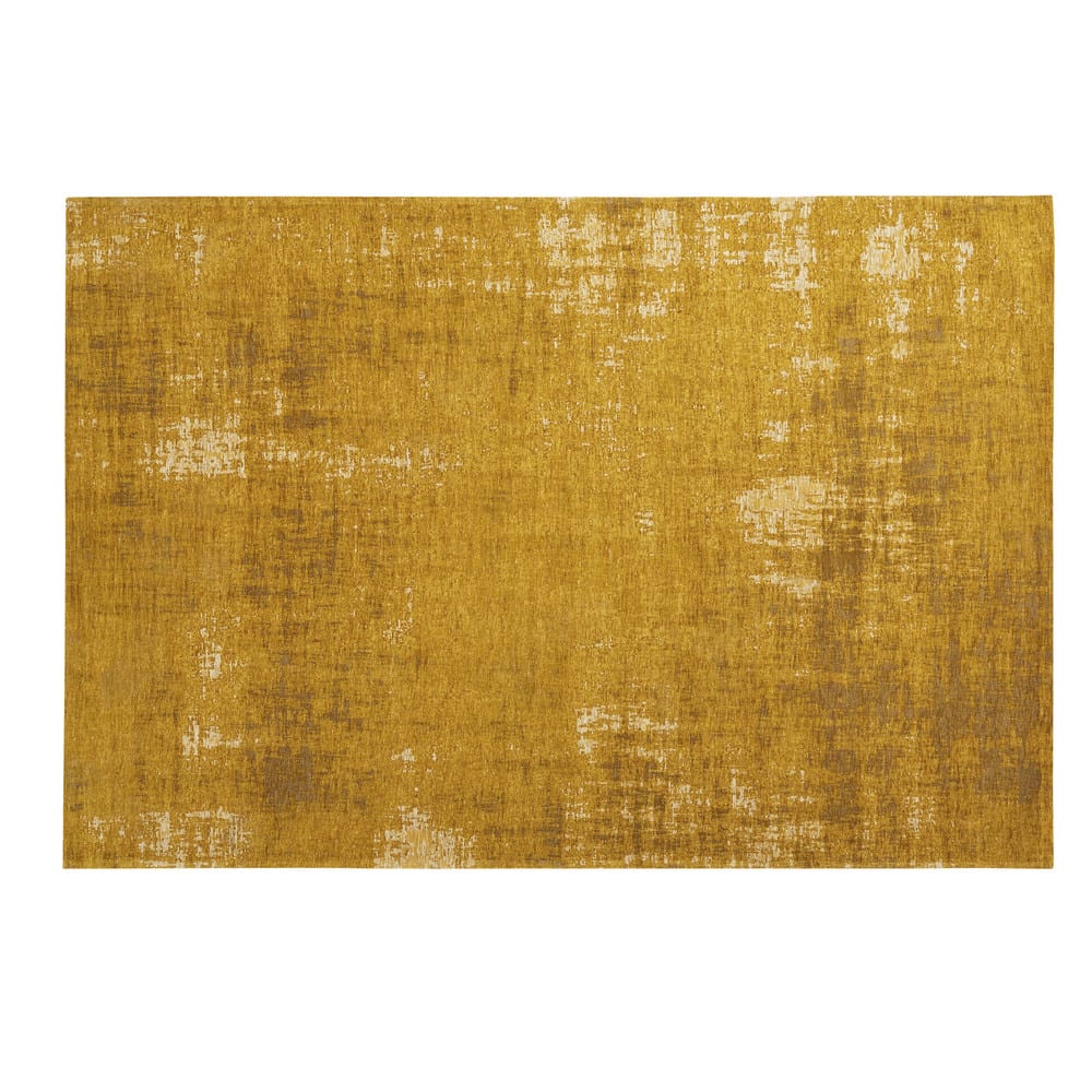 Tapis tissé jacquard jaune moutarde, 155x230 cm