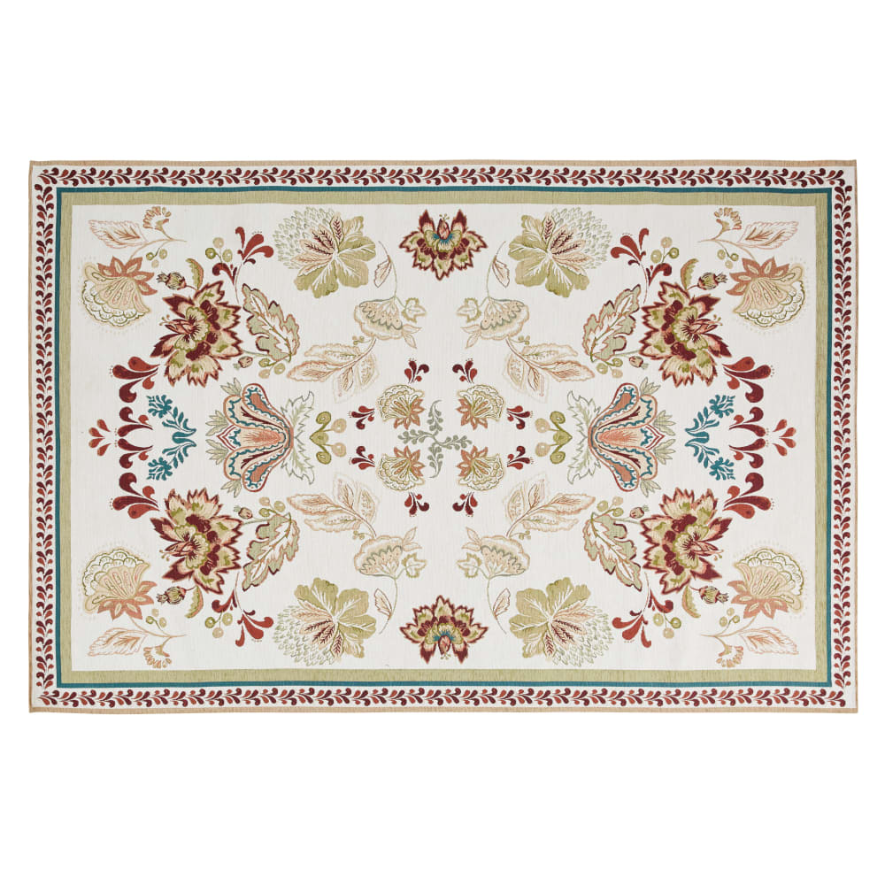 Tapis tissé jacquard motif bohème floral multicolore 160x230