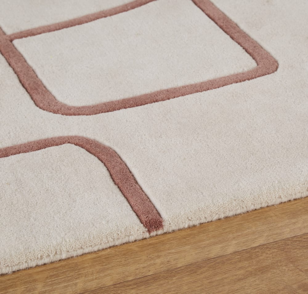 Tapis tufté en laine et coton écru et terracotta, 160x230 cm - Maisons du Monde