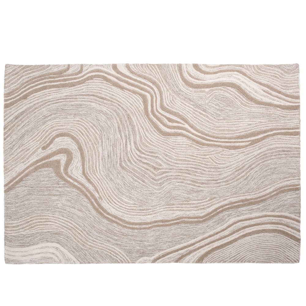 Tapis tuftée et ciselée motifs vagues beiges et marron 140x200