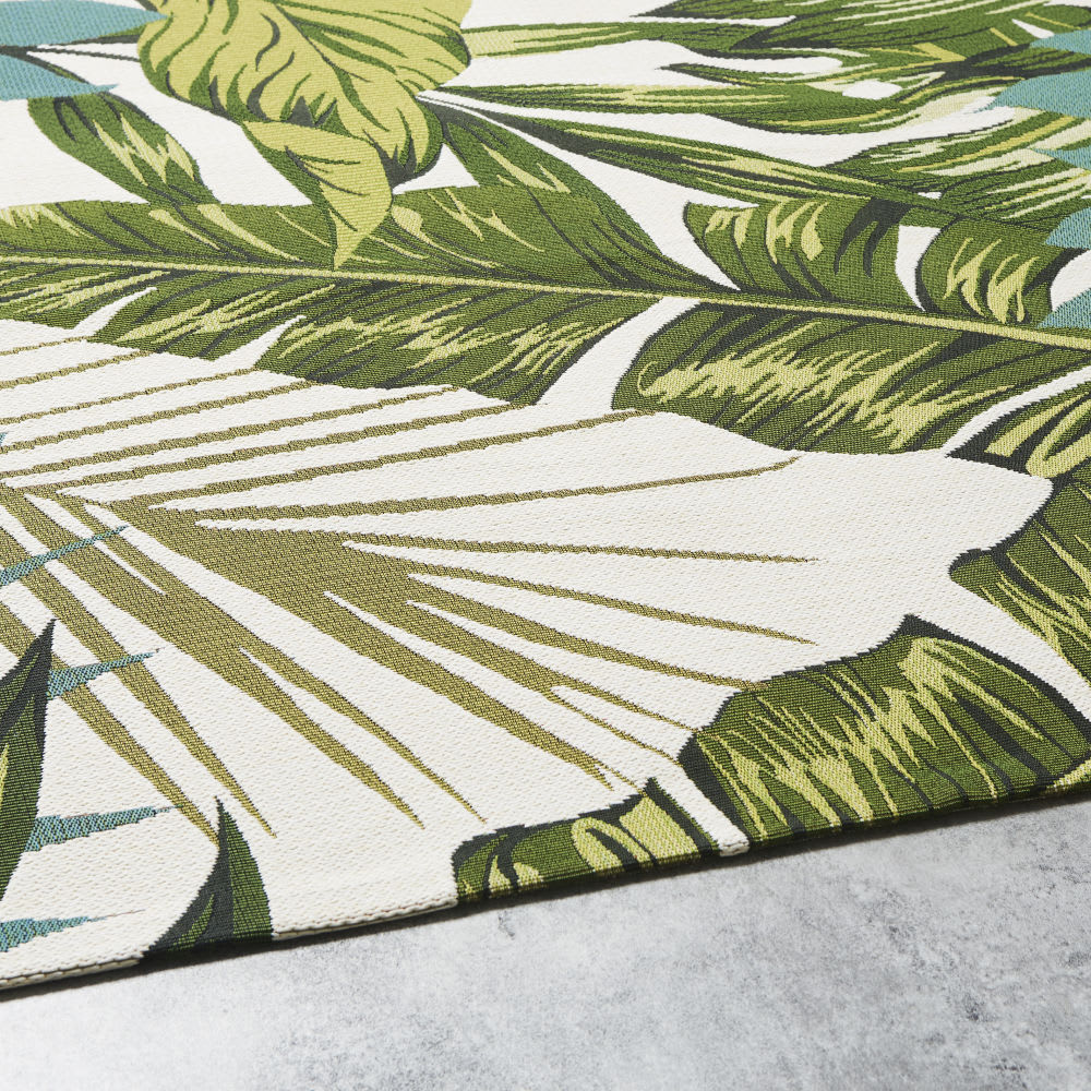 Tapis vert et écru imprimé tropical 140x200, OEKO-TEX® - Maisons du Monde