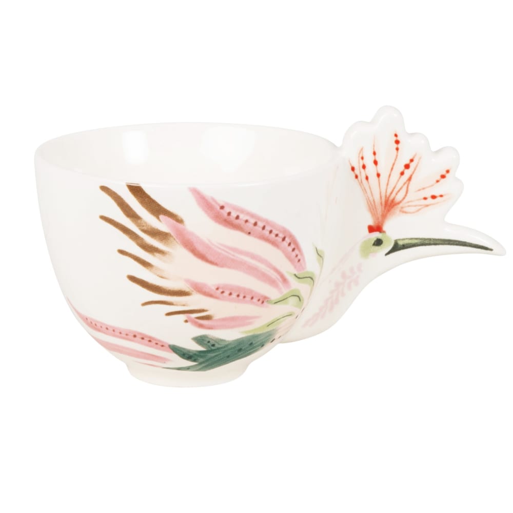 Tasse+en+gres+motif+oiseau+bleu,+blanc,+rose+et+vert